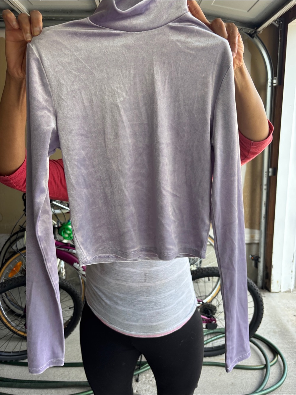 Garage Lavender Velvet Long Sleeve Turtleneck Top